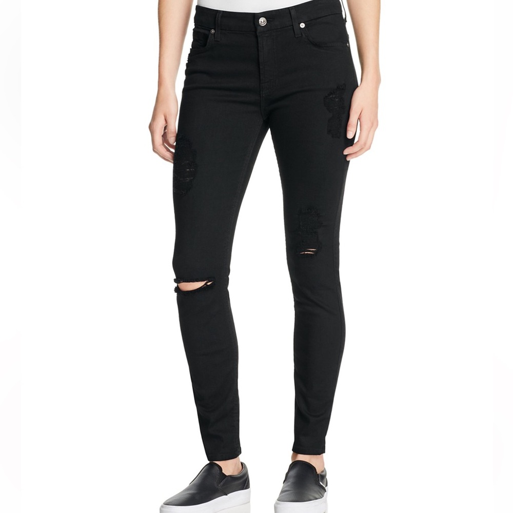 7 For All Mankind b(air) Destroyed Skinny Ankle
Jeans in Black size 29